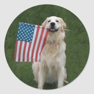 Patriotic Dog Classic Round Sticker