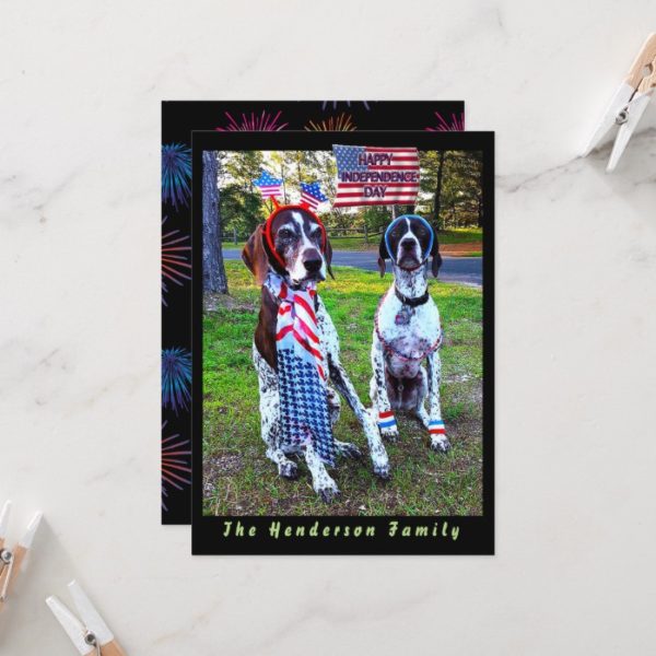 Patriotic Dogs & Fireworks Independence Day Card