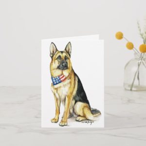 Patriotic German Shepherd Dog Art Note Card