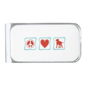 Peace Love Labrador Retrievers Squares Silver Finish Money Clip