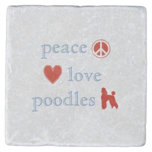 Peace Love Poodles Stone Drink Coaster