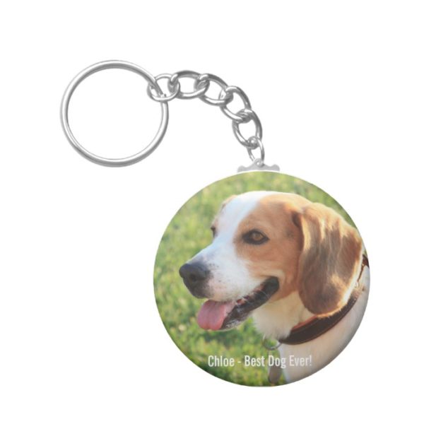 Personalized Beagle Dog Photo and Dog Name Keychain