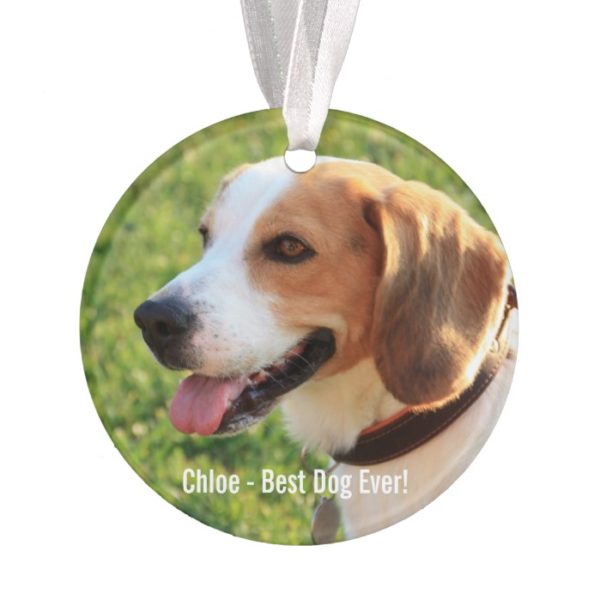 Personalized Beagle Dog Photo and Dog Name Ornament