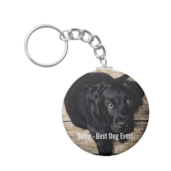 Personalized Black Lab Dog Photo and Dog Name Keychain