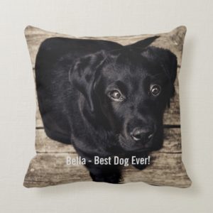 Personalized Black Lab Dog Photo and Dog Name Throw Pillow