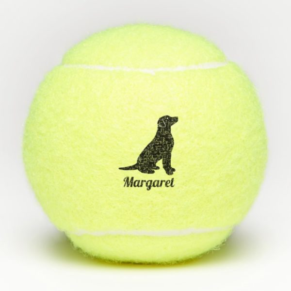 Personalized Black Labrador Silhouette Tennis Balls