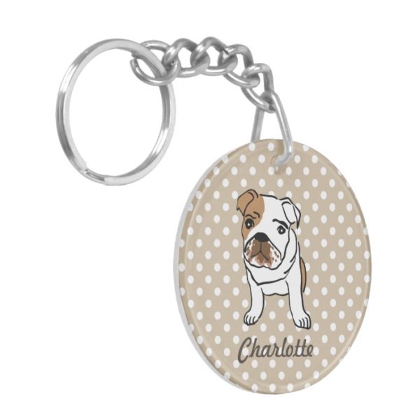 Personalized Cute English Bulldog Keychain