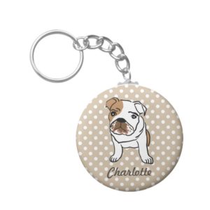 Personalized Cute English Bulldog Keychain