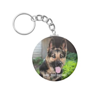 Personalized German Shepherd Dog Photo, Dog Name Keychain