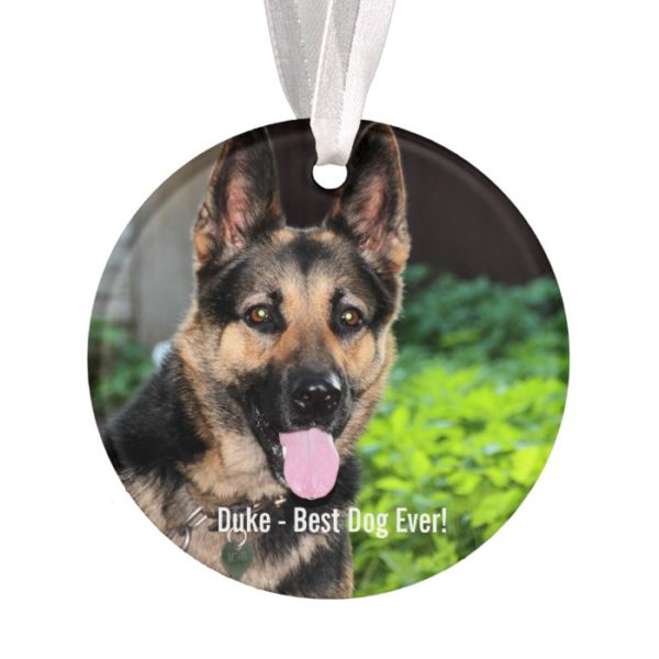 Personalized German Shepherd Dog Photo, Dog Name Ornament