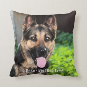 Personalized German Shepherd Dog Photo, Dog Name Throw Pillow