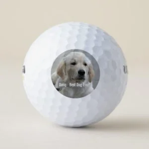 Personalized Golden Retriever Dog Photo and Name Golf Balls