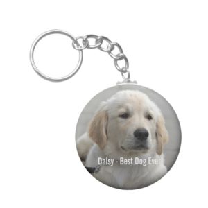 Personalized Golden Retriever Dog Photo and Name Keychain