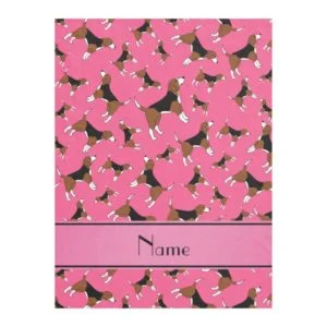 Personalized name pink beagle dog pattern fleece blanket