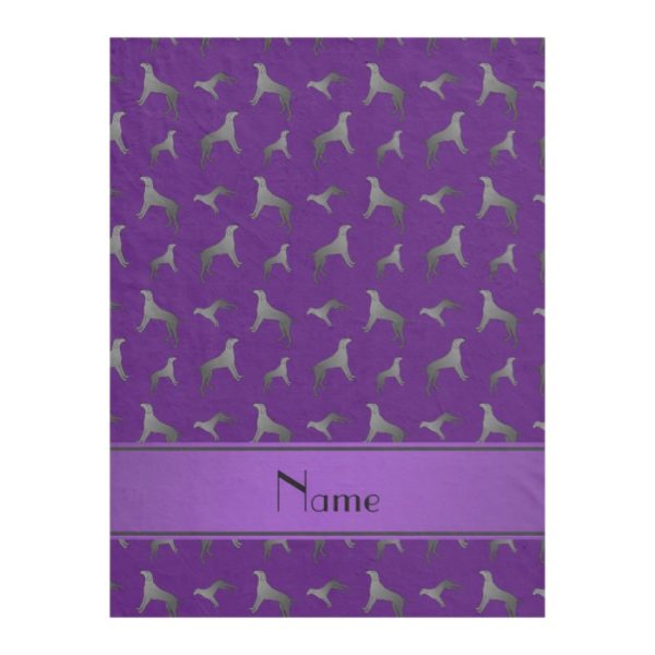 Personalized name purple Weimaraner dogs Fleece Blanket