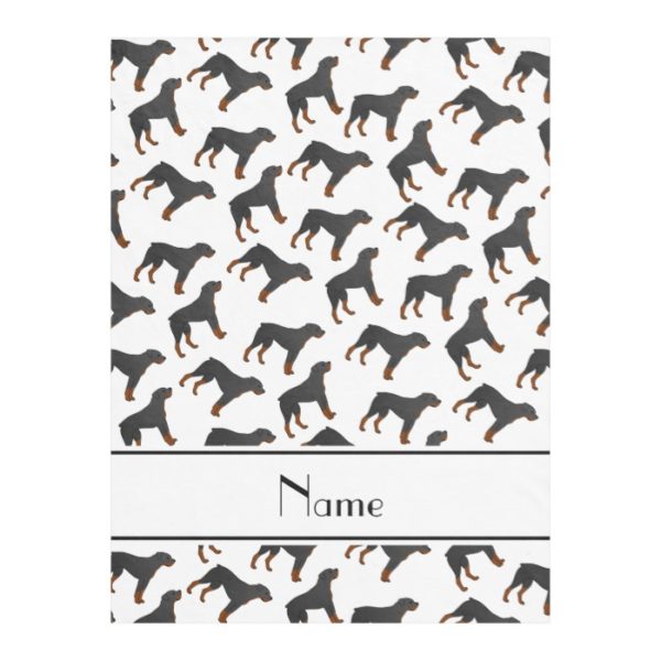 Personalized name white rottweiler dog pattern fleece blanket