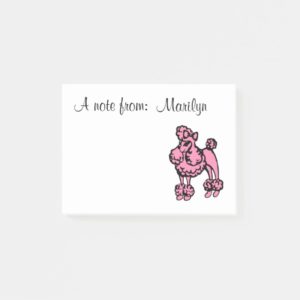 Personalized Pink Poodle Post It Notes