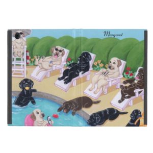 Personalized Poolside Party Labradors Cover For iPad Mini