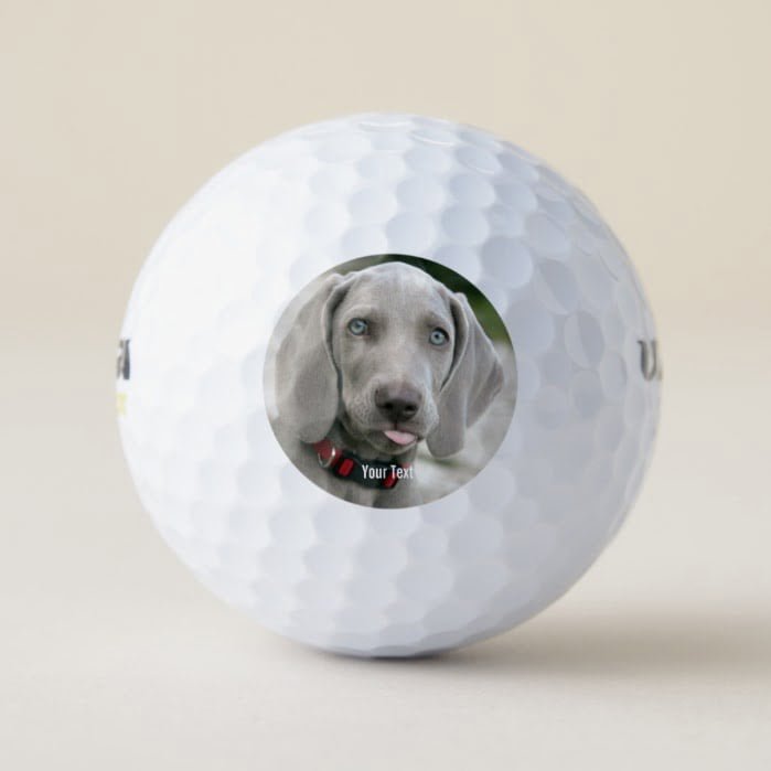 Personalized Weimaraner Dog Photo and Dog Name Golf Balls