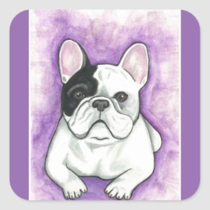Pied French Bulldog purple stickers