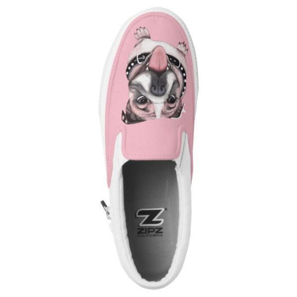 Pink Bulldog Dog Slip On Shoes