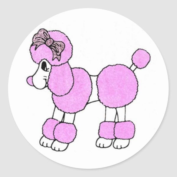 Pink Poodle Classic Round Sticker