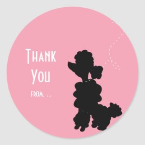 Pink Poodle Dog 50's Party Favor Sticker