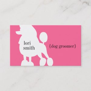 Pink Poodle Dog Groomer Business Card