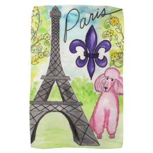 Pink Poodle in Paris Kitchen Towel