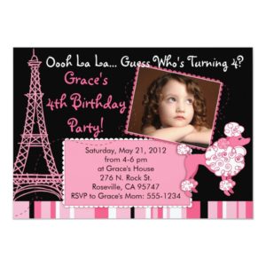 Pink Poodle in Paris Themed Invitation