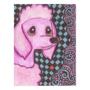 Pink Poodle Postcard