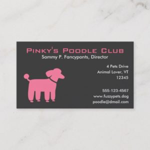 Pink Poodle with Customizable Text Business Card