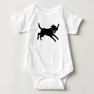 Playful Labrador Retriever Dog Black Lab Running Baby Bodysuit