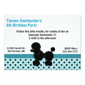 Polka Dots and Poodle Birthday Party Invitation