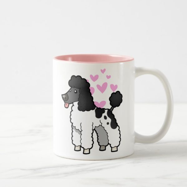 Poodle Love (black parti puppy cut) Two-Tone Coffee Mug