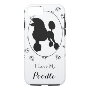 Poodle Silhouette Hearts and Paw Prints Case-Mate iPhone Case