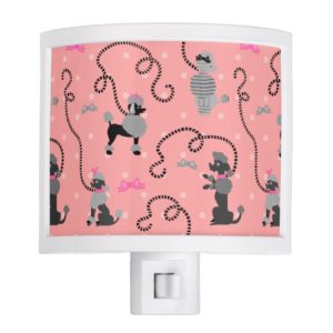 Poodle Skirt Retro Pink and Black 50s Pattern Night Light