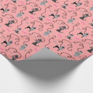 Poodle Skirt Retro Pink and Black 50s Pattern Wrapping Paper