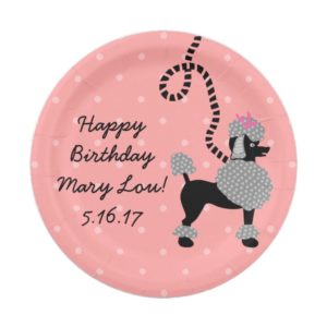 Poodle Skirt Retro Pink Black 50s Birthday Party Paper Plate