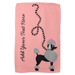 Poodle Skirt Retro Pink Black 50s Personalized Kitchen Towel
