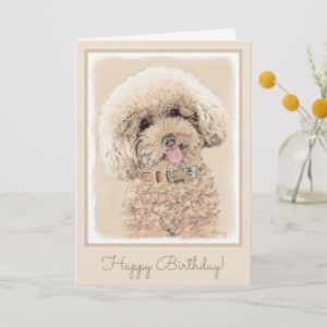 Poodle (Toy, Miniature) Painting Original Dog Art Card