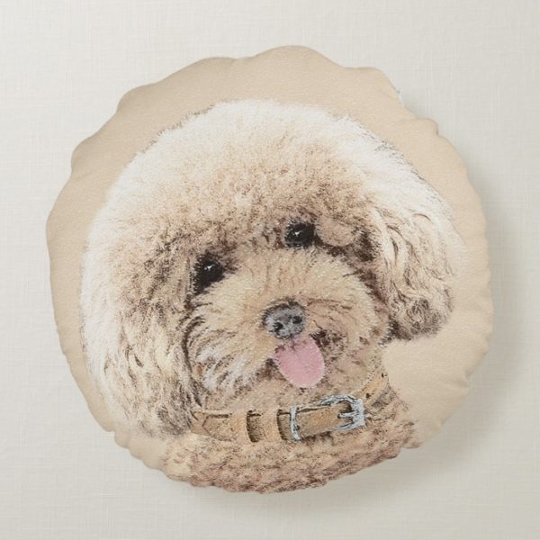 Poodle (Toy, Miniature) Painting Original Dog Art Round Pillow