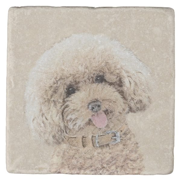 Poodle (Toy, Miniature) Painting Original Dog Art Stone Coaster
