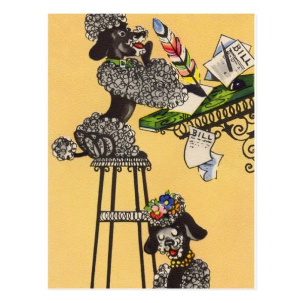 Poodles Writing Letters Postcard