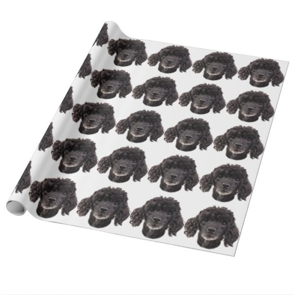 Portrait of a black poodle wrapping paper