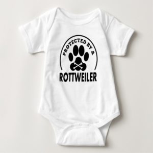Protected By A Rottweiler Baby Bodysuit