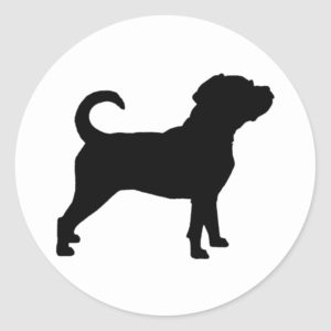 Puggle Dog Silhouette Classic Round Sticker