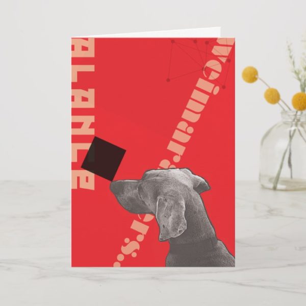 RED GRAPHIC WEIM BLANK GREETING CARD WITH ENVELOPE