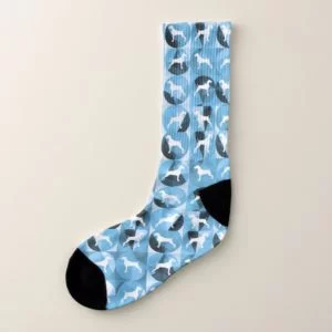 RETRO BLUE AND WHITE WEIMARANER CIRCLES SOCKS