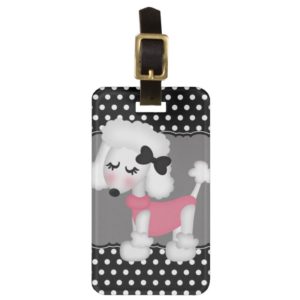 Retro Girly Paris Poodle Dog Luggage Tag